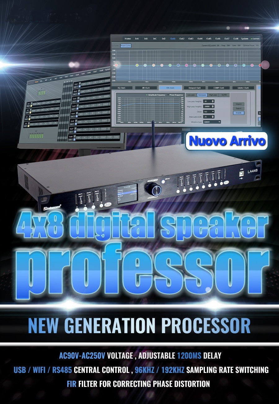 Processore Audio Digitale LA48 4in8out con filtri FIR