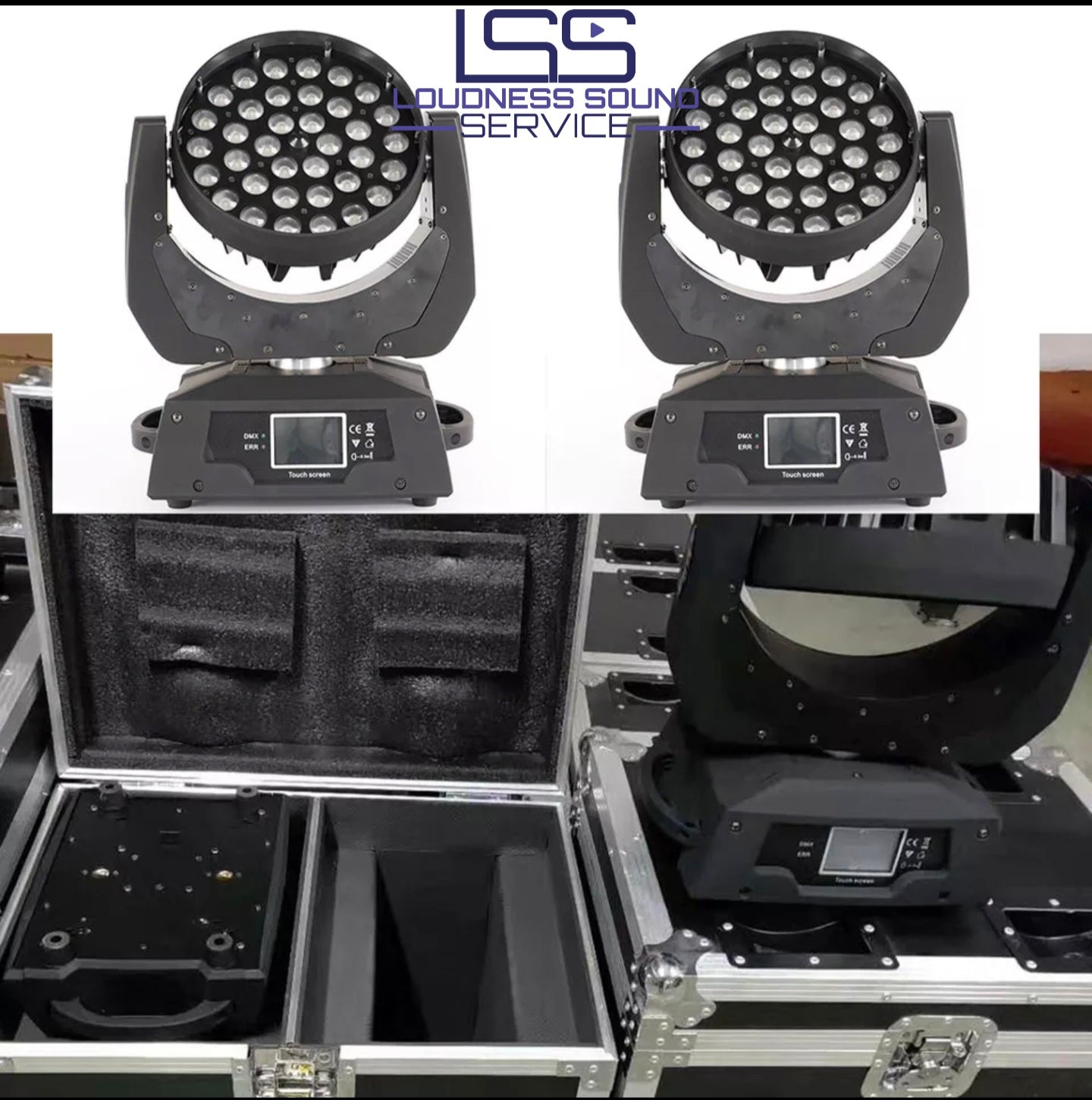 Testa mobile Led Wash con Zoom coppia con case