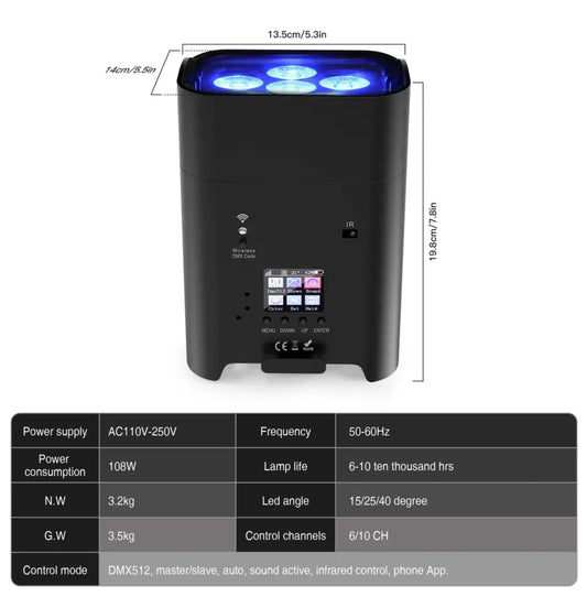 Par led a batteria smarth Bath 6x18 RGBWA UV