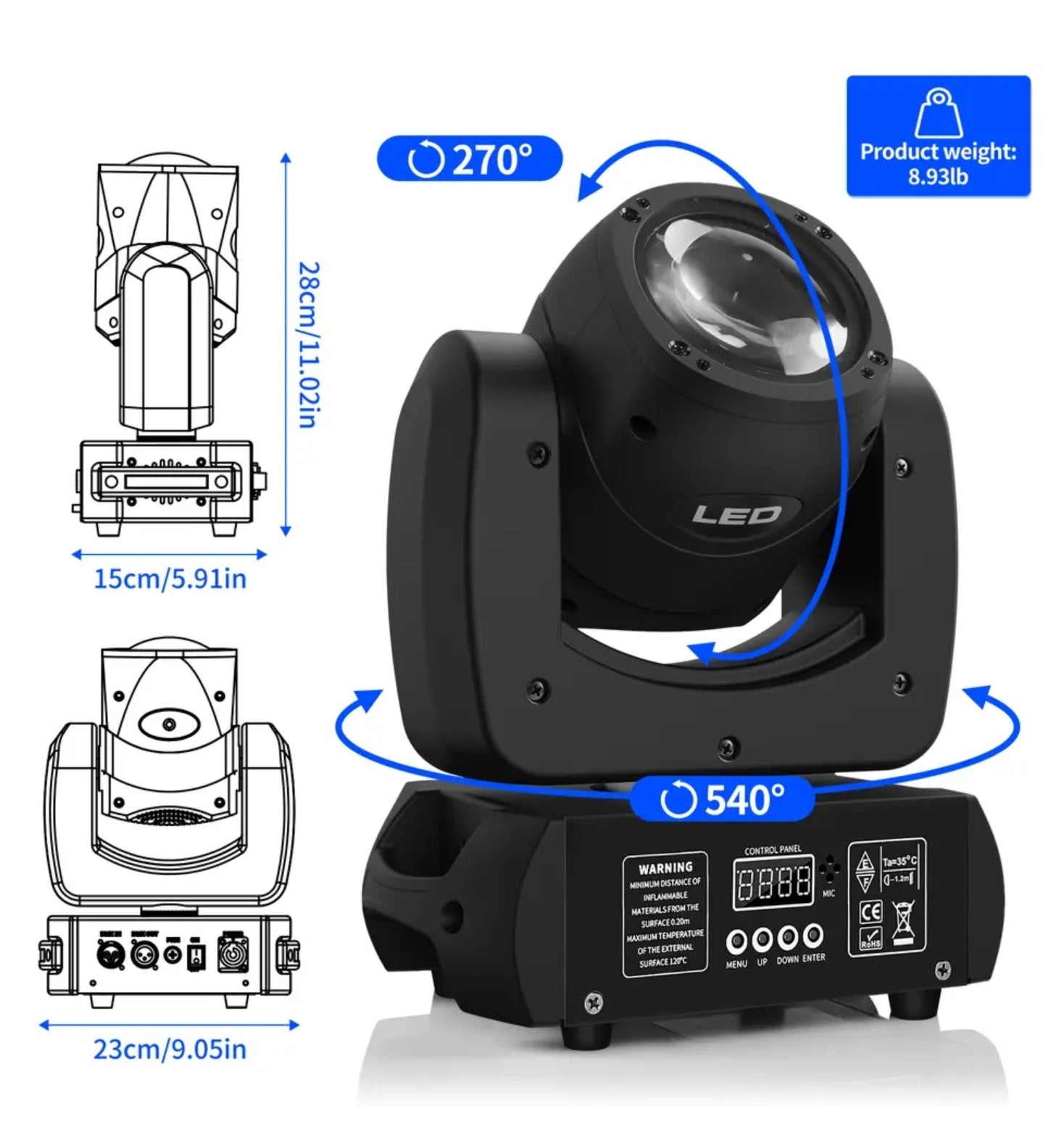 Testa mobile LED 100 Watt. Spot