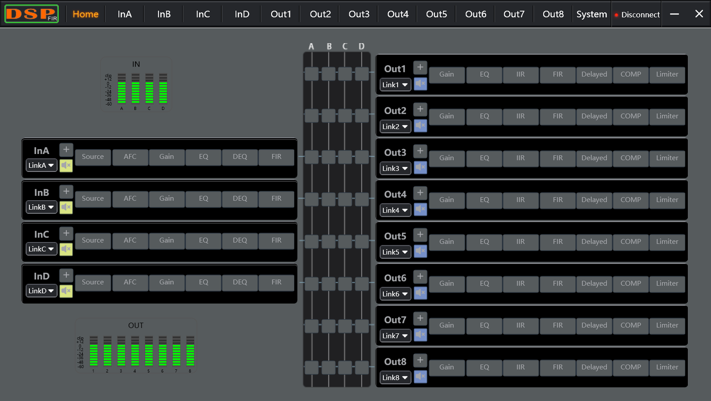 Processore Audio  Digitale LA48 4in8out con filtri FIR