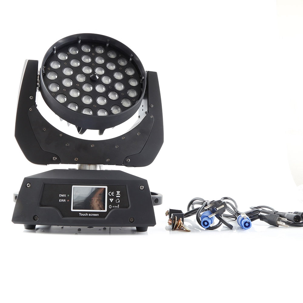 Testa Mobile Led wash zoom 36x18w RGBW. Schermo Lcd